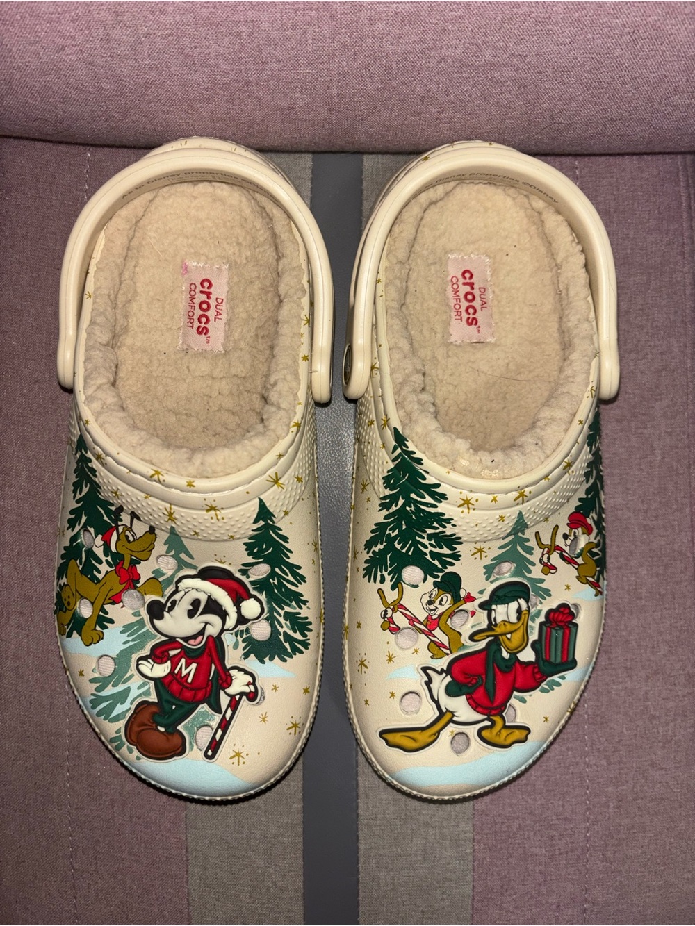 Disney Parks Crocs Holiday Christmas 2022 Mickey Donald Pluto Lined Shoes (M5/W7